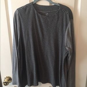 J. Jill Perfect Pima striped long sleeve top, gray and black